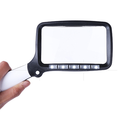 Portable ABS Plastic Handheld Magnifier, with Acrylic Optical Lens, 5PCS LED Light