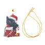 Christmas Cat Shape Acrylic Pendant Decoration, with Nylon Rope and Iron Bell, for Car Rear View Mirror Hanging Ornament