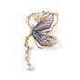 Broche papillon en résine avec strass en cristal, insigne en alliage d'or clair pour femme
