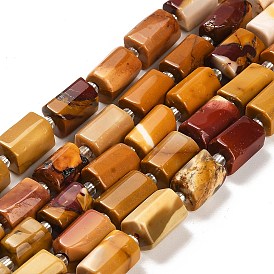 Natural Mookaite Beads Strands, with Seed Beads, Faceted Column