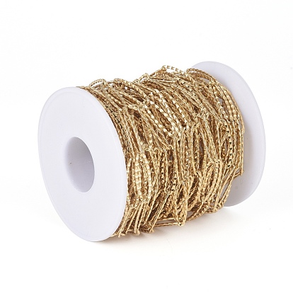 304 chaînes de câbles texturées en acier inoxydable, colliers finis pour bijoux bricolage, avec bobine, soudé, ovale
