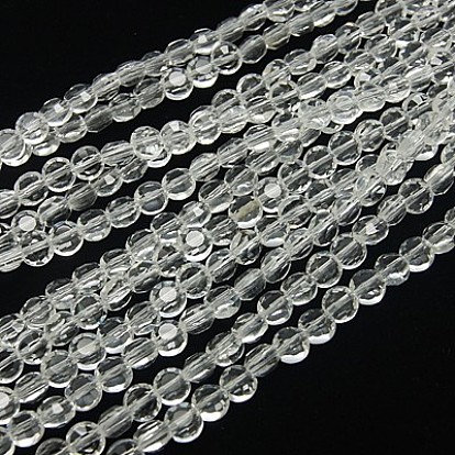 Glass Beads Strands, Faceted, Flat Round, 6x4mm, Hole: 1mm