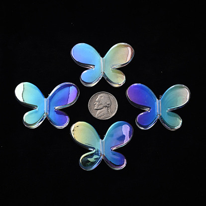 Прозрачные акриловые бусины, AB цвет, бабочка