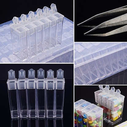 304 Stainless Steel Beading Tweezers, Plastic Bead Storage Containers and Label Paster