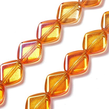 Electroplate Glass Beads Strands, Full Rainbow Plated, Rhombus