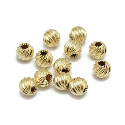 Perles ondulées fourrées d'or jaune, 1/20 14 k rempli d'or, sans cadmium et sans nickel et sans plomb, ronde