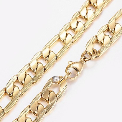 Men's 304 colliers en chaîne en acier inoxydable figaro et bracelets ensembles de bijoux, avec fermoir pince de homard