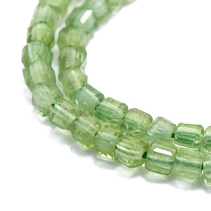Natural Green Apatite Beads Strands, Faceted, Cube