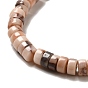 Perles naturelles fossiles brins, perles heishi, Plat rond / disque