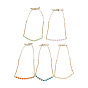 Adjustable Glass Beaded & Brass Chains Link Bracelet for Women