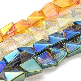 Full Rainbow Plated Electroplate Transparent Glass Beads Strands, Faceted Polygon