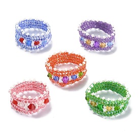 Glass Beaded Stretch Rings for Women