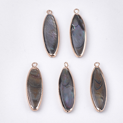 Electroplate Freshwater Shell Pendants, with Half Hole, Dyed, Oval