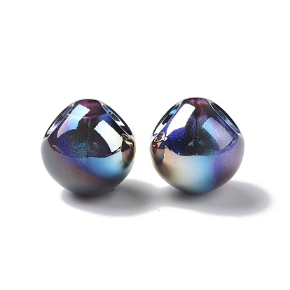Perles acryliques opaques, perles percées plaquées de couleur ab, ronde