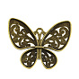 De style tibétain pendentifs alliage filigrane de papillon, sans cadmium et sans plomb, 49x56x3mm, Trou: 4x3mm