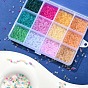 4800Pcs 12 Colors 8/0 Transparent Glass Seed Beads, Round Hole, Frosted Colours, Round