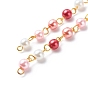 Cadenas hechas a mano perlas de perlas de vidrio, con alfileres de latón, sin soldar
