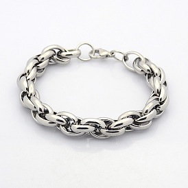 Casual Style 304 Stainless Steel Double Link Chain Bracelets, with Lobster Claw Clasps