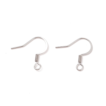 Stainless Steel French Earring Hooks, Flat Earring Hooks, Ear Wire, with Horizontal Loop, Steel 316, 17x18x1.8mm, Hole: 2mm