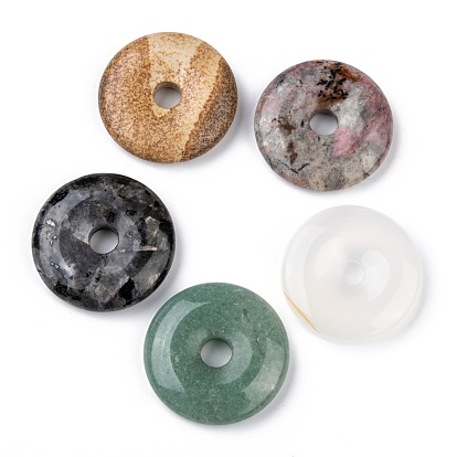Pendentifs en pierre naturelle, disque de donut / pi