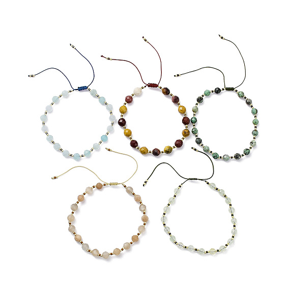 Bracelet tressé en perles naturelles et synthétiques mélangées de pierres naturelles et de graines de miyuki pour femme