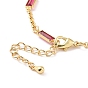 Pulseras de cadena de circonita cúbica rectangular, joyas de latón chapado en oro real 18k para mujer, sin cadmio y níque y plomo