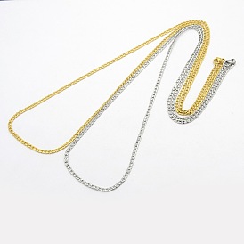 304 Stainless Steel Curb Chain Necklaces, with Lobster Claw Clasps, 29.5 inch(749mm)