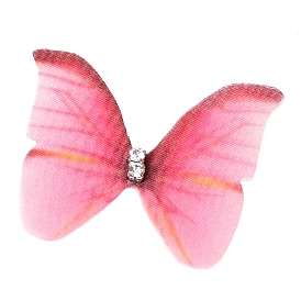 3D Double Layer Cloth Butterfly Ornaments, Gradient Color Craft Butterfly, with Crystal Rhinestone, for DIY Hair Accessories, Wedding Dress