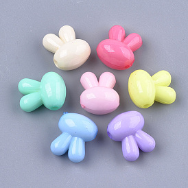 Opaque Solid Color Bunny Acrylic Beads, Rabbit Head