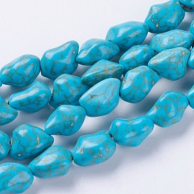 Synthetic Turquoise Beads Strands, Dyed & Heated, Nuggets