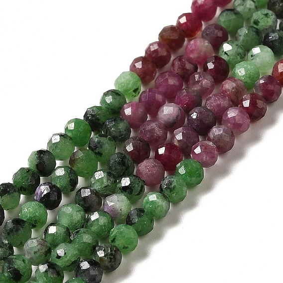 Rubis naturel en perles zoisite brins, facette, ronde