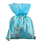 Bolsas de flores con bordado de seda, bolsa con cordón, Rectángulo