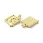 Eco-Friendly Brass Pendants, Long-Lasting Plated, Rectangle with Moon and Star