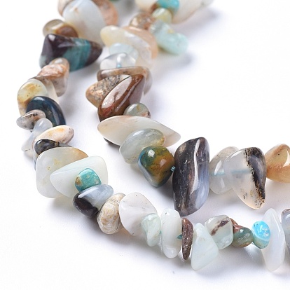 Brins de perles d'opale bleu naturel, puces
