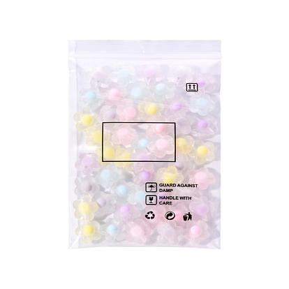 50pcs 5 couleurs perles acryliques transparentes, givré, Perle en bourrelet, fleur