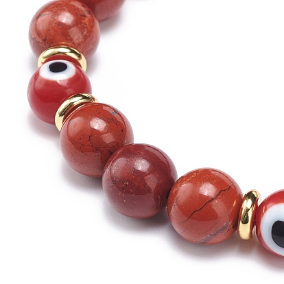 Женский эластичный браслет с круглыми бусинами и лэмпворком с драгоценными камнями и лэмпворком