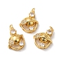 Rack Plating Brass Micro Pave Clear Cubic Zirconia Charms, with Jump Ring, Lead Free & Cadmium Free, Planet Charm