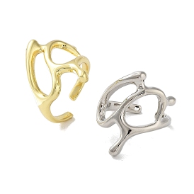 Rack Plating Brass Cuff Rings, Long-Lasting Plated for Women, Lead Free & Cadmium Free