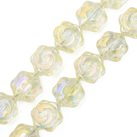 Perles en verre electroplate, couleur ab , fleur