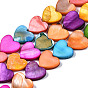 Natural Freshwater Shell Beads Strands, Dyed, Heart