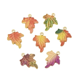 Alloy Printed Pendants, Leaf, Golden