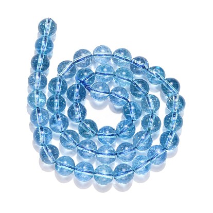 De perlas de cristal de cuarzo natural hebras, Imitación de cianita, rondo, teñido y climatizada