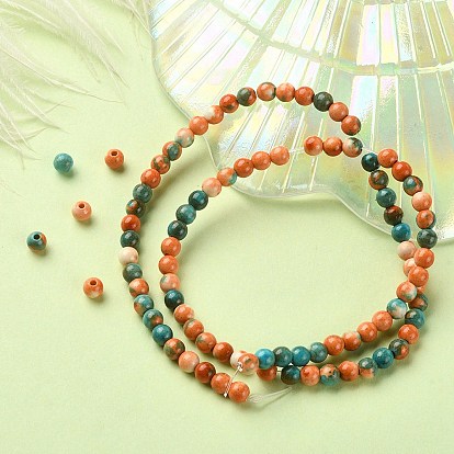 Synthetic Ocean White Jade Round Beads Strands, Dyed