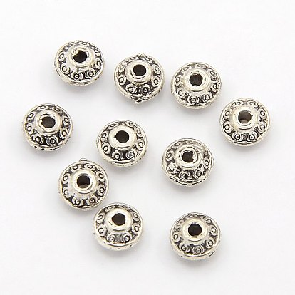  Perles de séparateur de style tibétain , rondelle, 6x3mm, Trou: 2mm