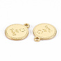 Rack Plating Alloy Pendants, Cadmium Free & Lead Free, Flat Round with Smiling Face and Word for Today
