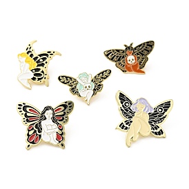 Angel Fairy Butterfly Wing Enamel Pin, Golden Plated Alloy Badge for Backpack Clothes