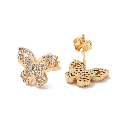 Серьги-гвоздики в виде бабочки из прозрачного кубического циркония, стеллаж для латунных украшений для женщин, без кадмия и без свинца