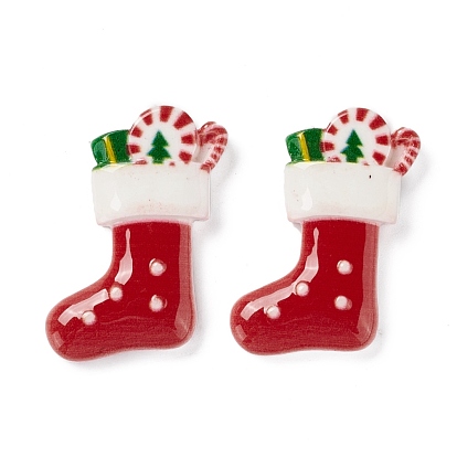 Cabochons en résine opaque sur le thème de noël, chaussettes de Noël