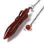 Natural Gemstone Pointed Dowsing Pendulums, with 304 Stainless Steel Chains, Bullet Charm