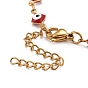 Enamel Rhombus with Evil Eye Link Chains Bracelet, 304 Stainless Steel Jewelry for Women